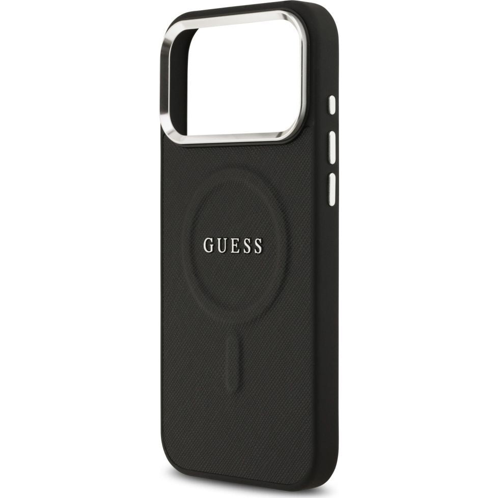 Handyhülle für iPhone 17 Pro Max, Guess Hardcase Classic Logo mit MagSafe, Schwarz