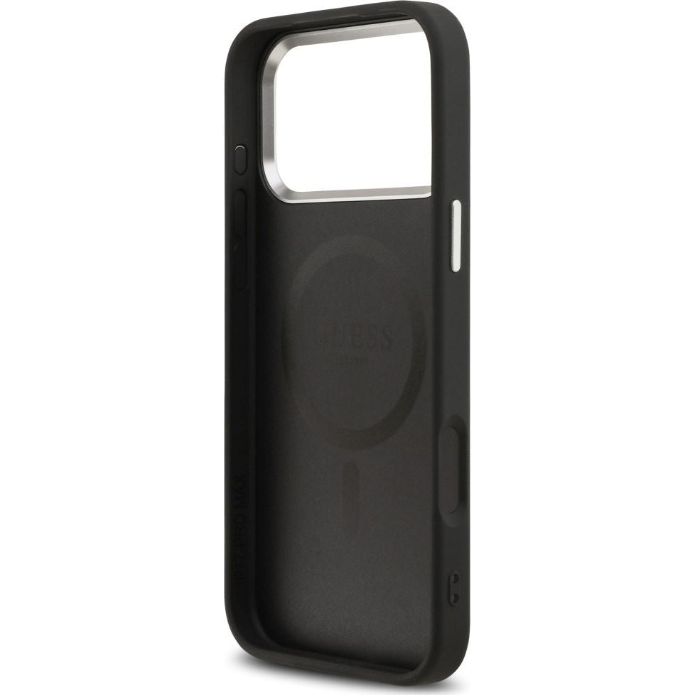 Handyhülle für iPhone 17 Pro Max, Guess Hardcase Classic Logo mit MagSafe, Schwarz