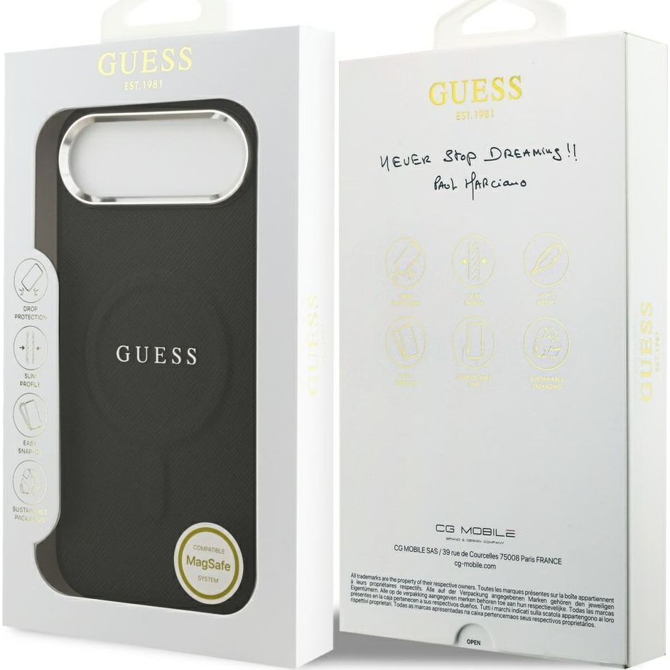 Handyhülle für iPhone Air, Guess Hardcase Classic Logo mit MagSafe, Schwarz