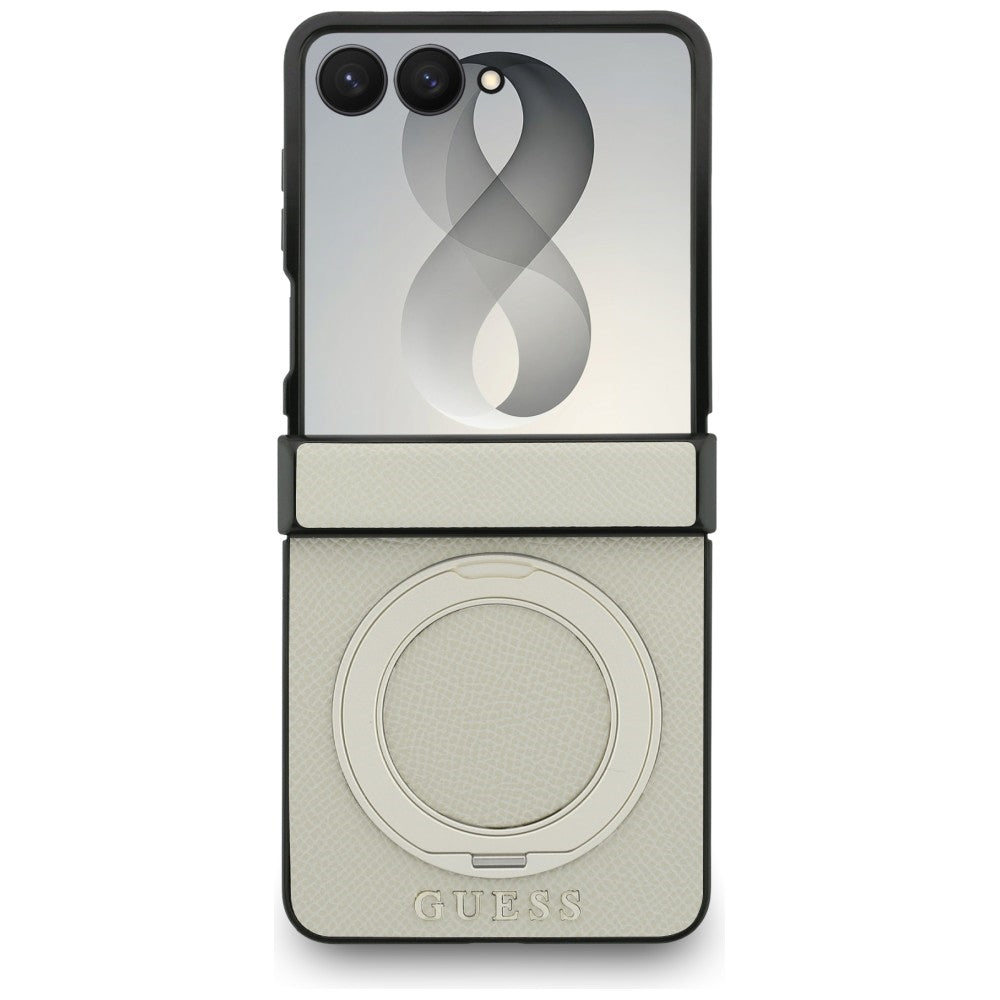 Handyhülle Guess Magnetic Ring Stand Classic für Galaxy Z Flip8 mit MagSafe, Beige