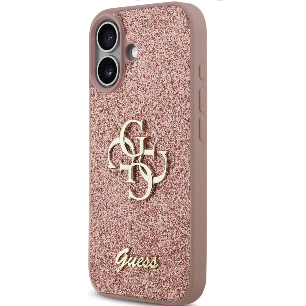 Handyhülle für iPhone 17, Guess Fixed Glitter Big 4G, Rosa-Glitter