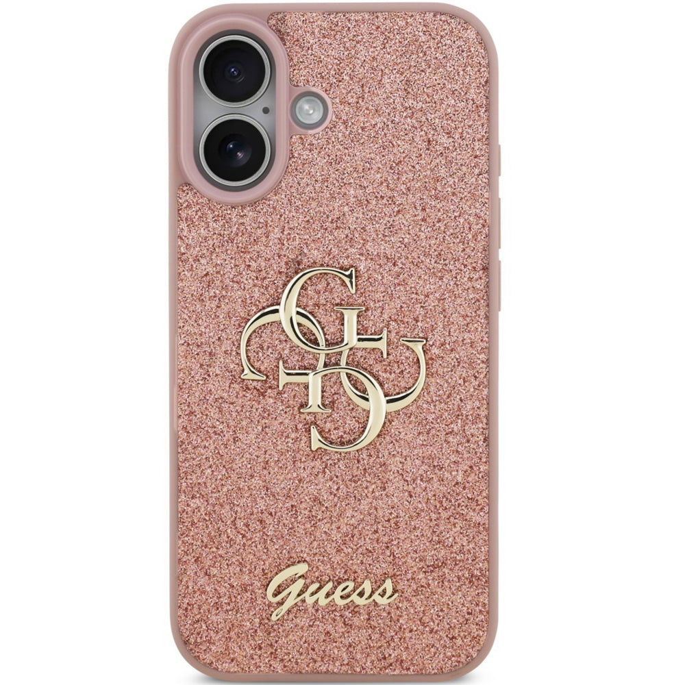 Handyhülle für iPhone 17, Guess Fixed Glitter Big 4G, Rosa-Glitter