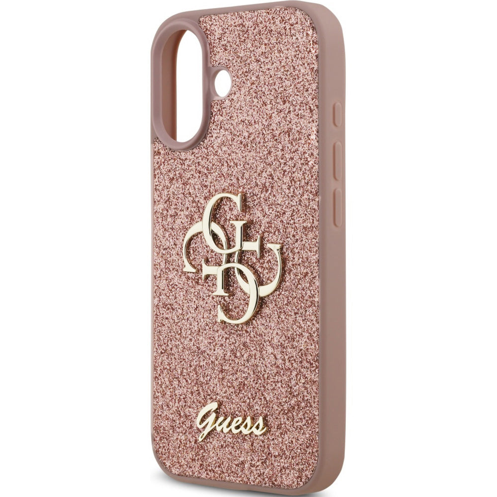 Handyhülle für iPhone 17, Guess Fixed Glitter Big 4G, Rosa-Glitter