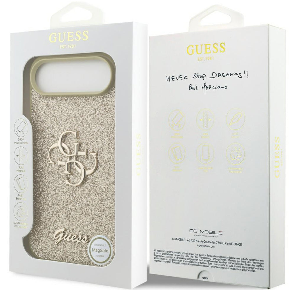 Handyhülle für iPhone Air, Guess Fixed Glitter Big 4G, Gold-Glitter