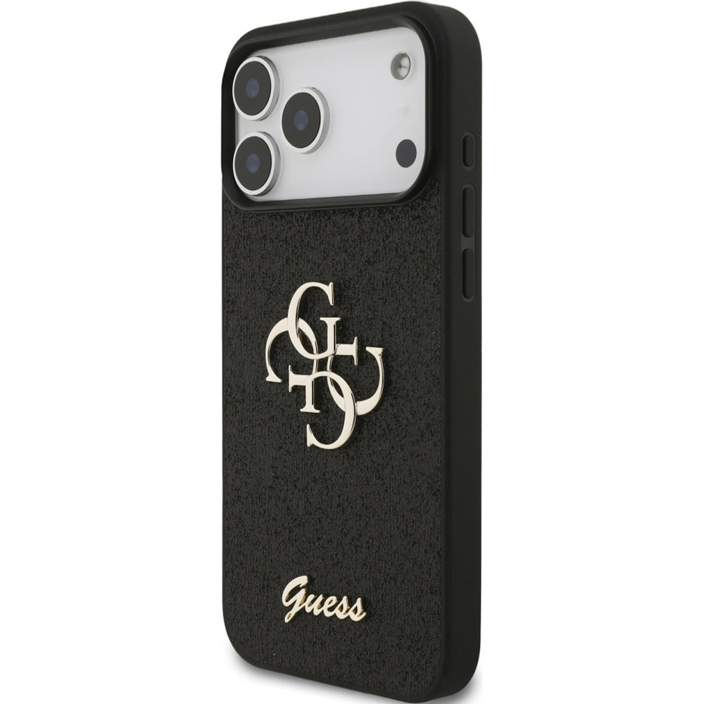 Handyhülle für iPhone 17 Pro Max, Guess Fixed Glitter Big 4G, Schwarz-Glitter