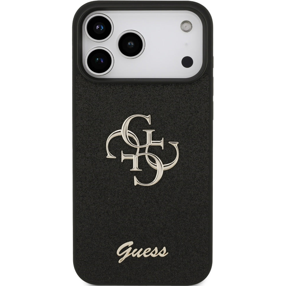 Handyhülle für iPhone 17 Pro Max, Guess Fixed Glitter Big 4G, Schwarz-Glitter