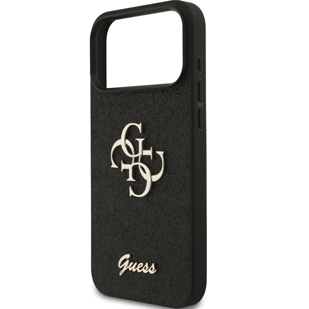 Handyhülle für iPhone 17 Pro Max, Guess Fixed Glitter Big 4G, Schwarz-Glitter
