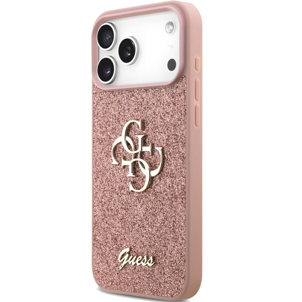 Handyhülle für iPhone 17 Pro Max, Guess Fixed Glitter Big 4G, Rosa-Glitter