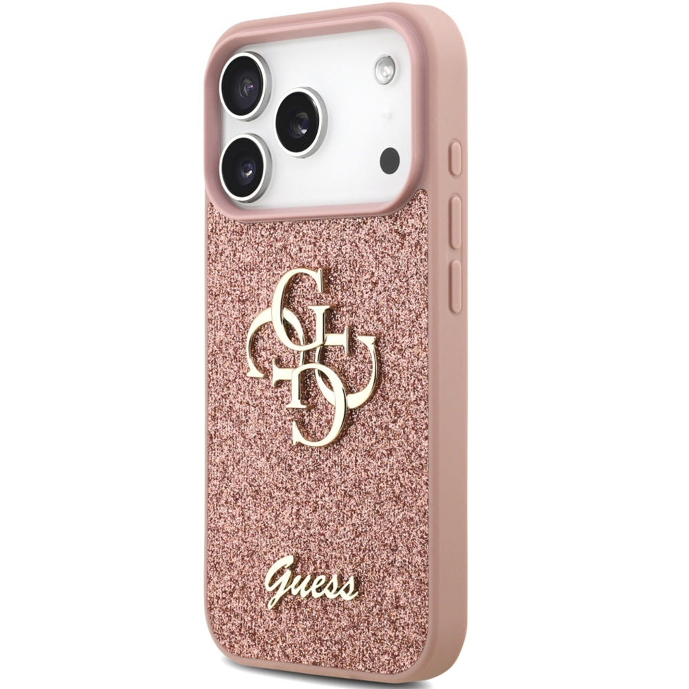 Handyhülle für iPhone 17 Pro, Guess Fixed Glitter Big 4G, Rosa-Glitter