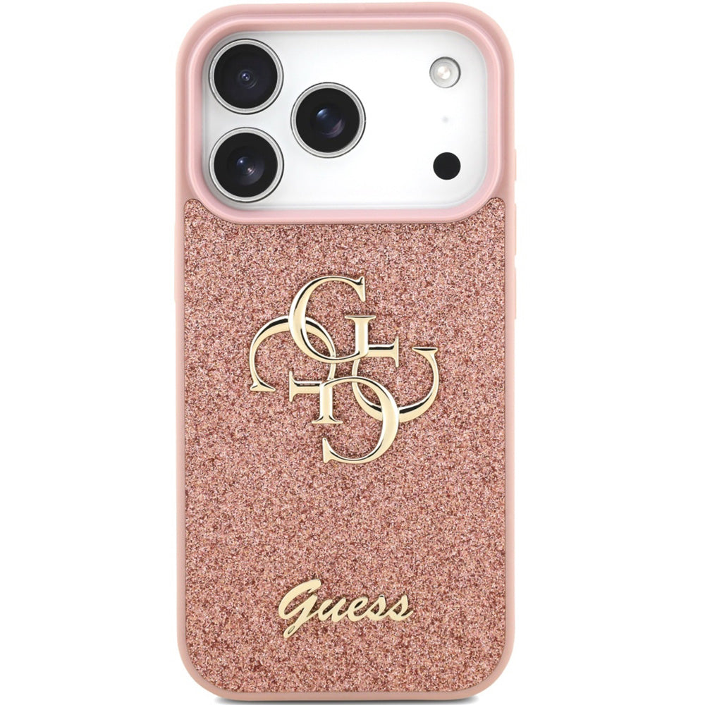 Handyhülle für iPhone 17 Pro, Guess Fixed Glitter Big 4G, Rosa-Glitter