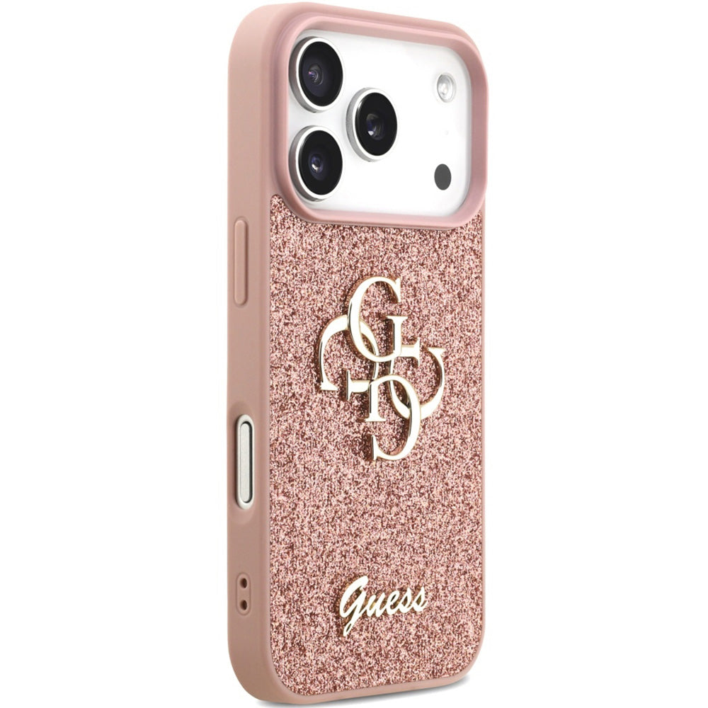 Handyhülle für iPhone 17 Pro, Guess Fixed Glitter Big 4G, Rosa-Glitter