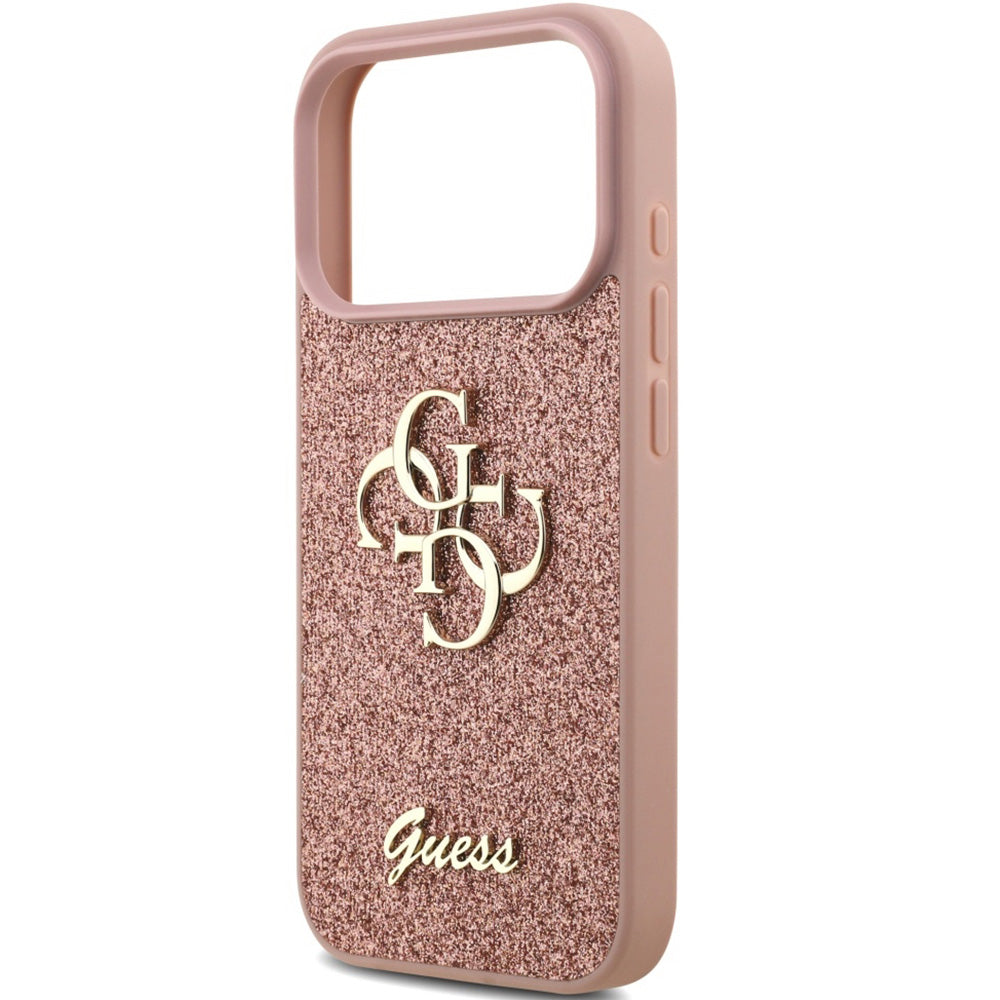 Handyhülle für iPhone 17 Pro, Guess Fixed Glitter Big 4G, Rosa-Glitter