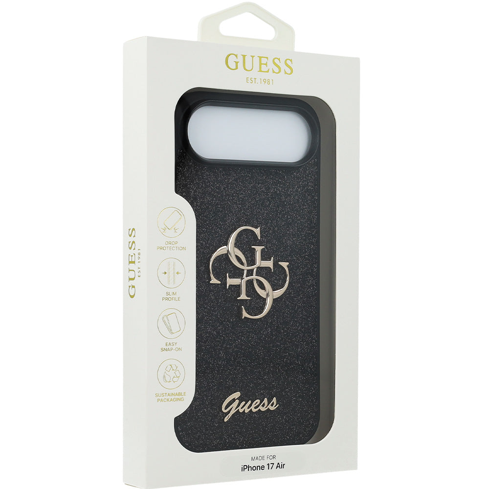 Handyhülle für iPhone Air, Guess Fixed Glitter Big 4G, Schwarz-Glitter
