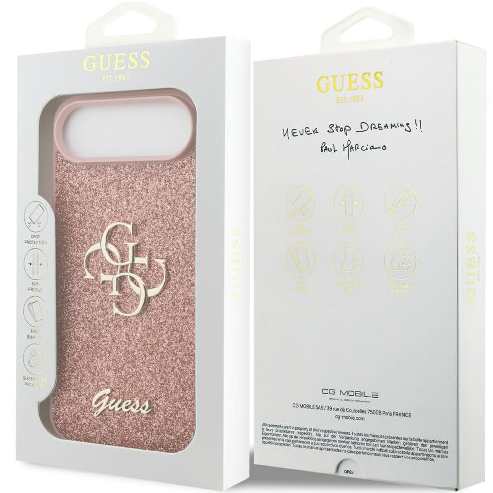 Handyhülle für iPhone Air, Guess Fixed Glitter Big 4G, Rosa-Glitter
