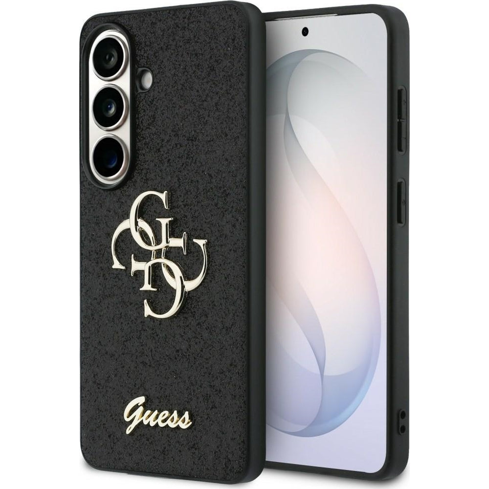 Handyhülle für Galaxy S26, Guess Fixed Glitter, Schwarz glitzernd mit Big Logo