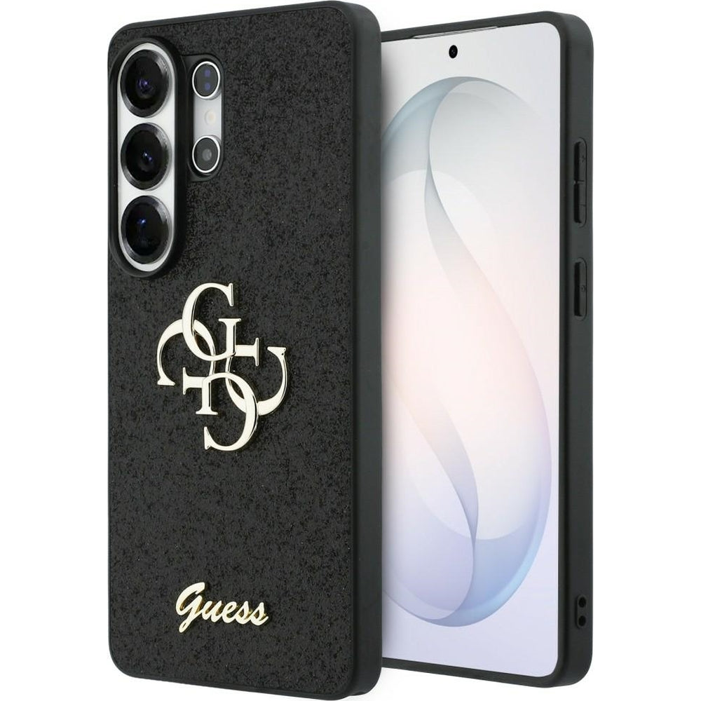 Handyhülle für Galaxy S26 Ultra, Guess Fixed Glitter, Schwarz glitzernd mit Big Logo