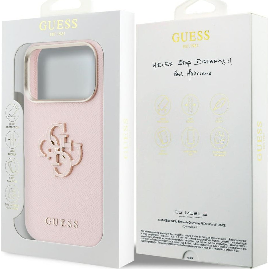 Handyhülle für iPhone 17 Pro Max, Guess FW Resin Logo, Rosa