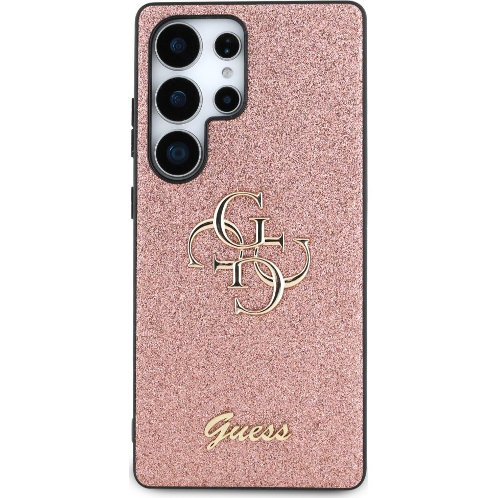 Handyhülle für Galaxy S25 Ultra, Guess Hardcase Glitter Script Big 4G, Rosa