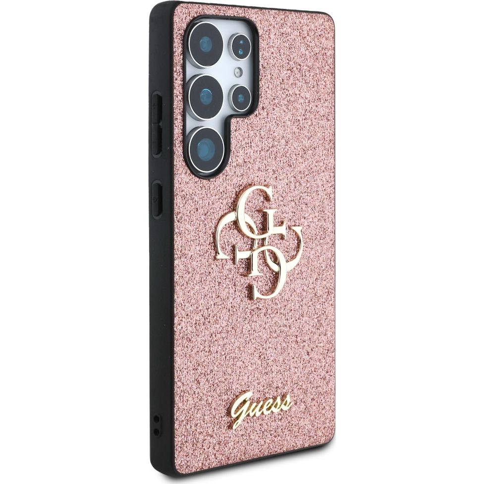 Handyhülle für Galaxy S25 Ultra, Guess Hardcase Glitter Script Big 4G, Rosa