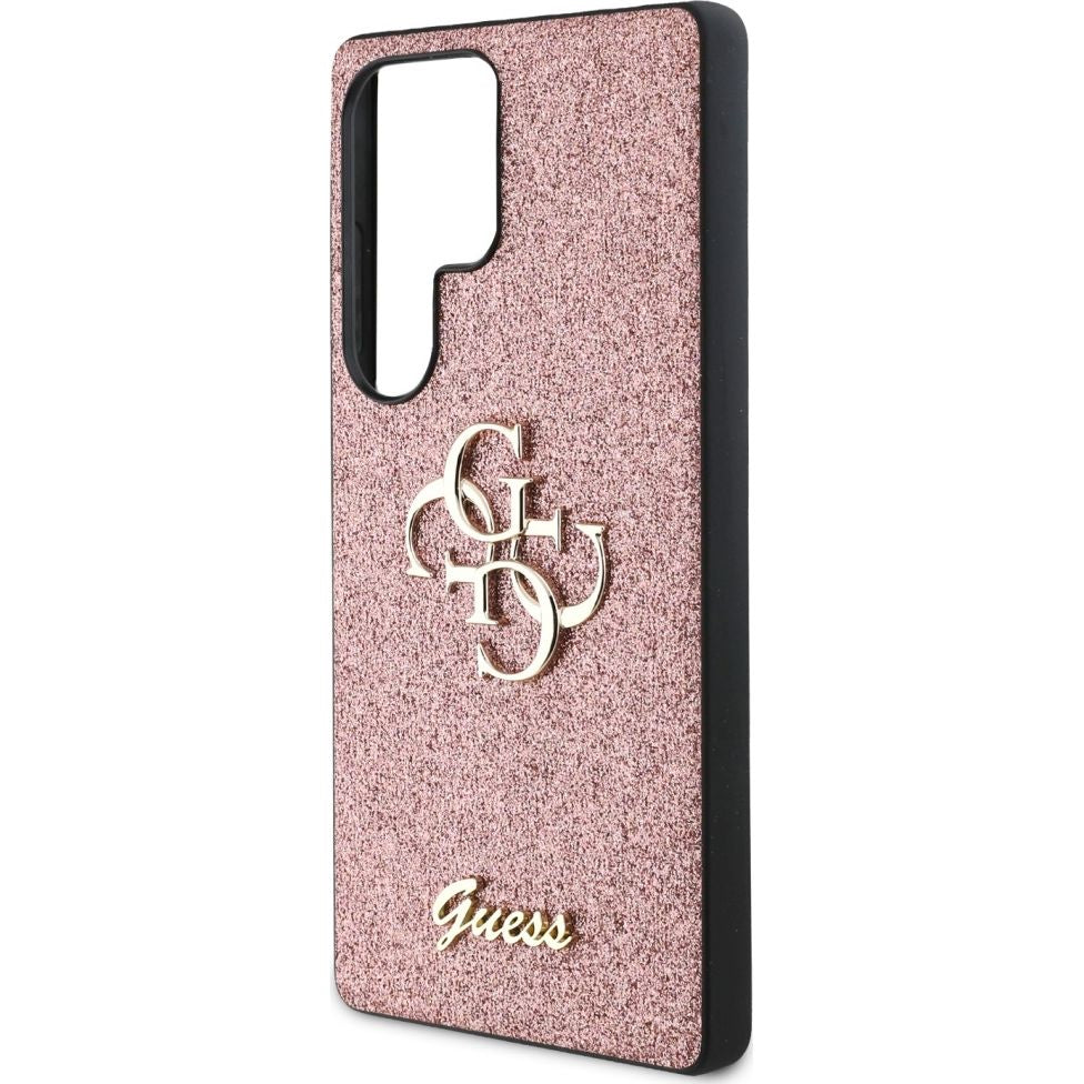 Handyhülle für Galaxy S25 Ultra, Guess Hardcase Glitter Script Big 4G, Rosa