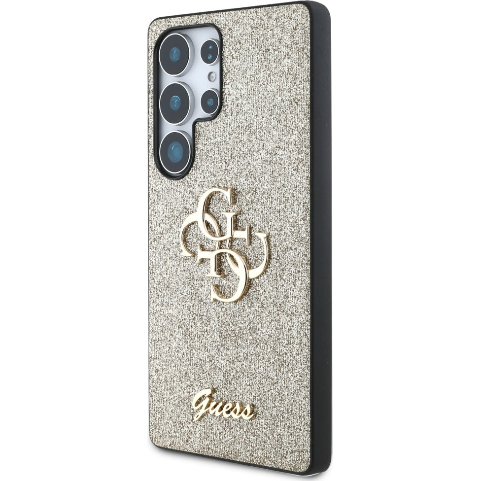 Handyhülle für Galaxy S25 Ultra, Guess Hardcase Glitter Script Big 4G, Golden