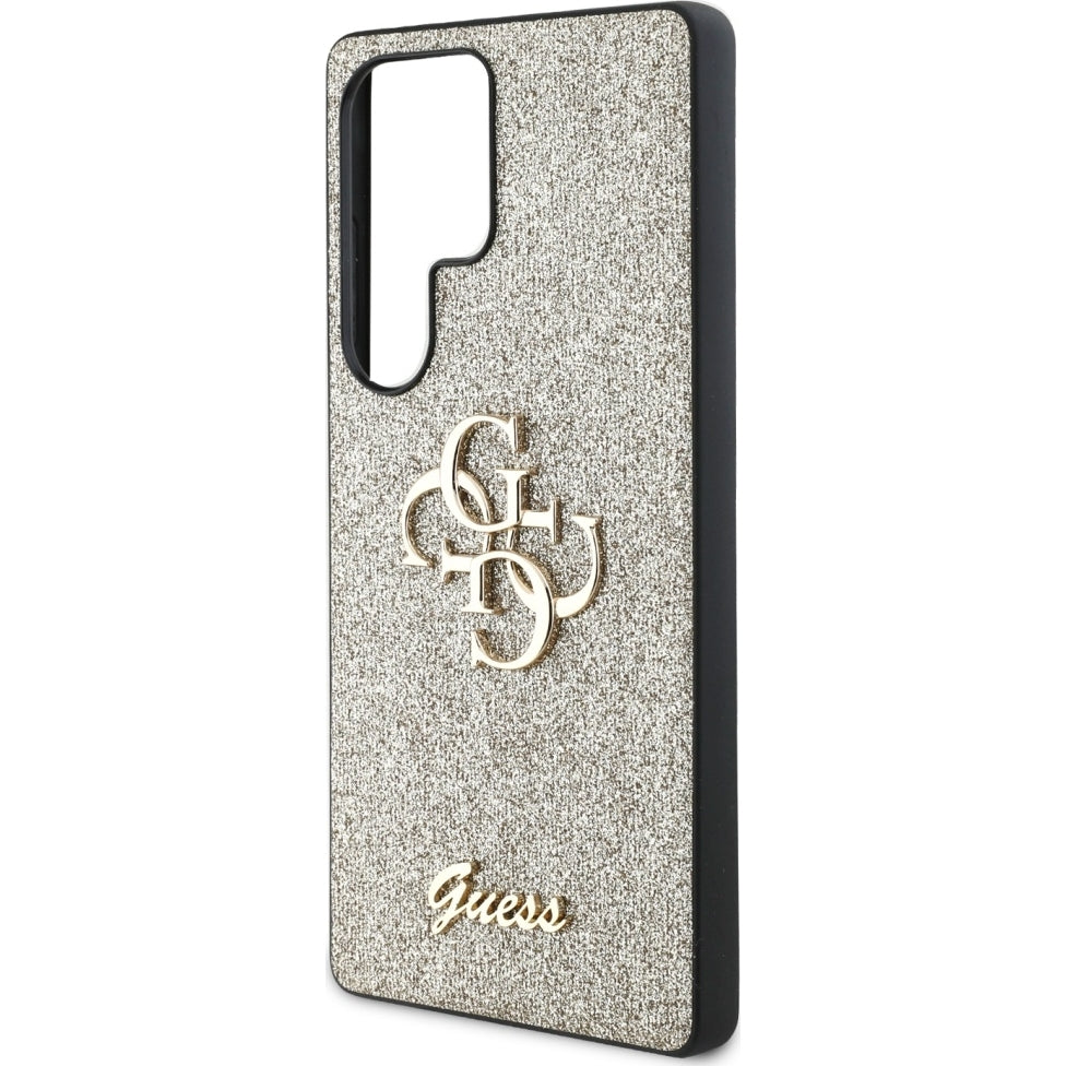 Handyhülle für Galaxy S25 Ultra, Guess Hardcase Glitter Script Big 4G, Golden