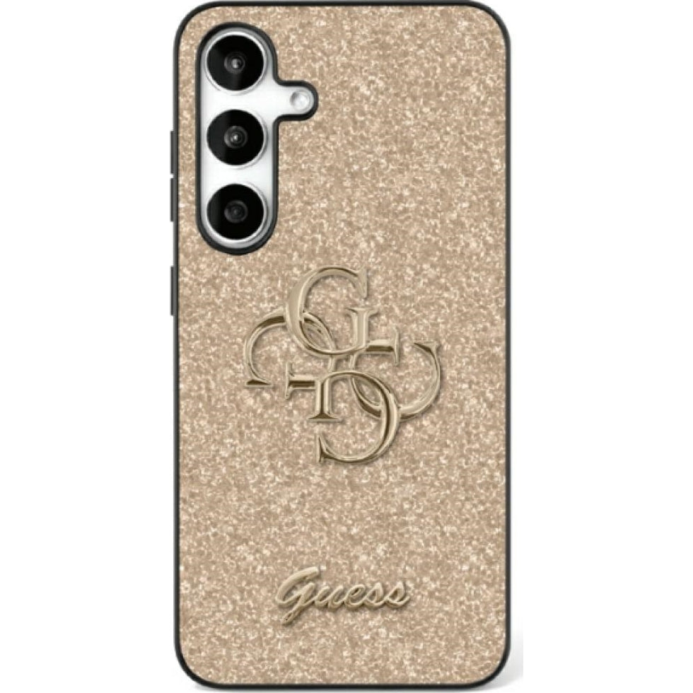 Handyhülle für Galaxy S25, Guess Hardcase Glitter Script Big 4G, Golden