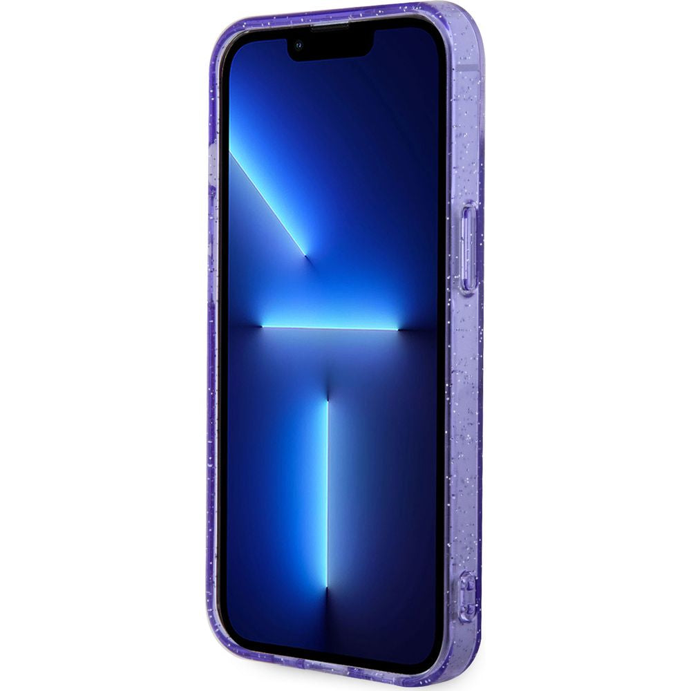 Schutzhülle Guess hardcase Glitter Gold MagSafe für iPhone 14, Violett