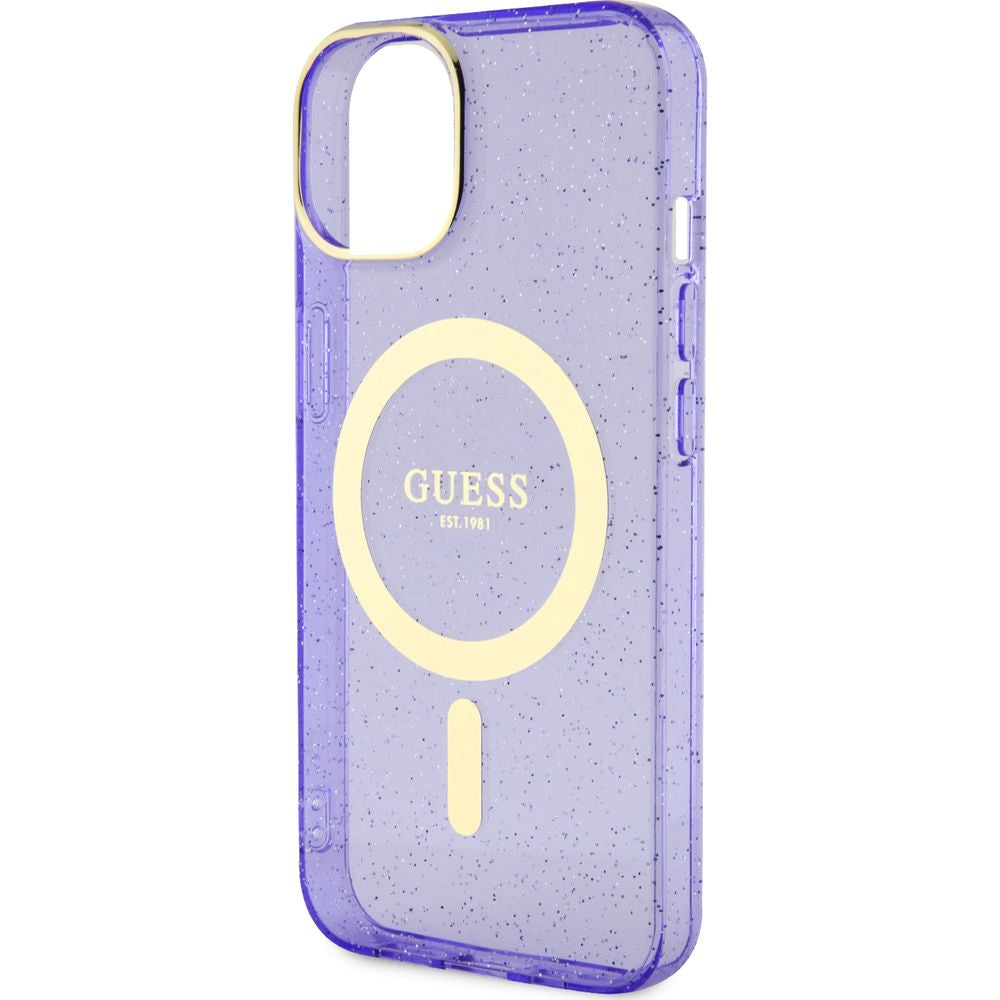 Schutzhülle Guess hardcase Glitter Gold MagSafe für iPhone 14, Violett