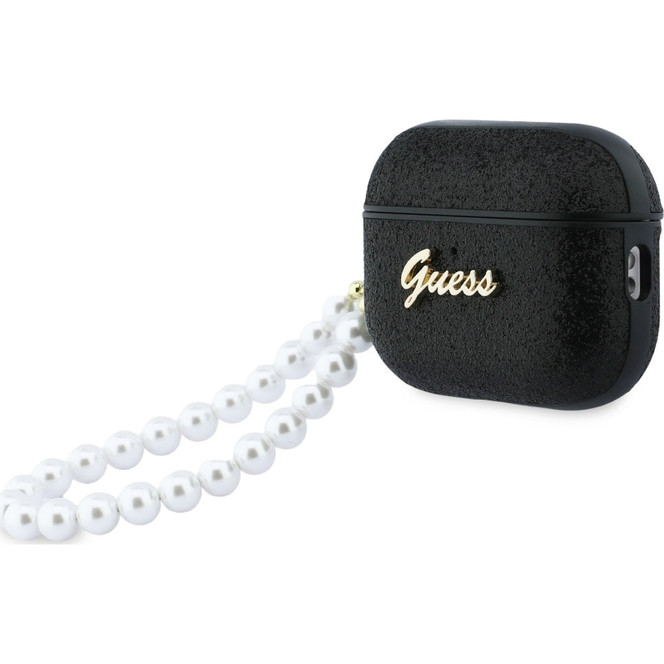 Schutzhülle Guess Glitter Pearl Strap Case für AirPods Pro 3, Schwarz