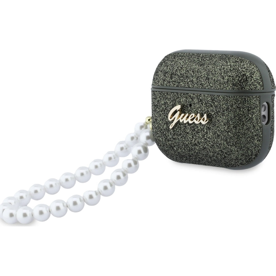 Schutzhülle Guess Glitter Pearl Strap Case für AirPods Pro 3, Grün