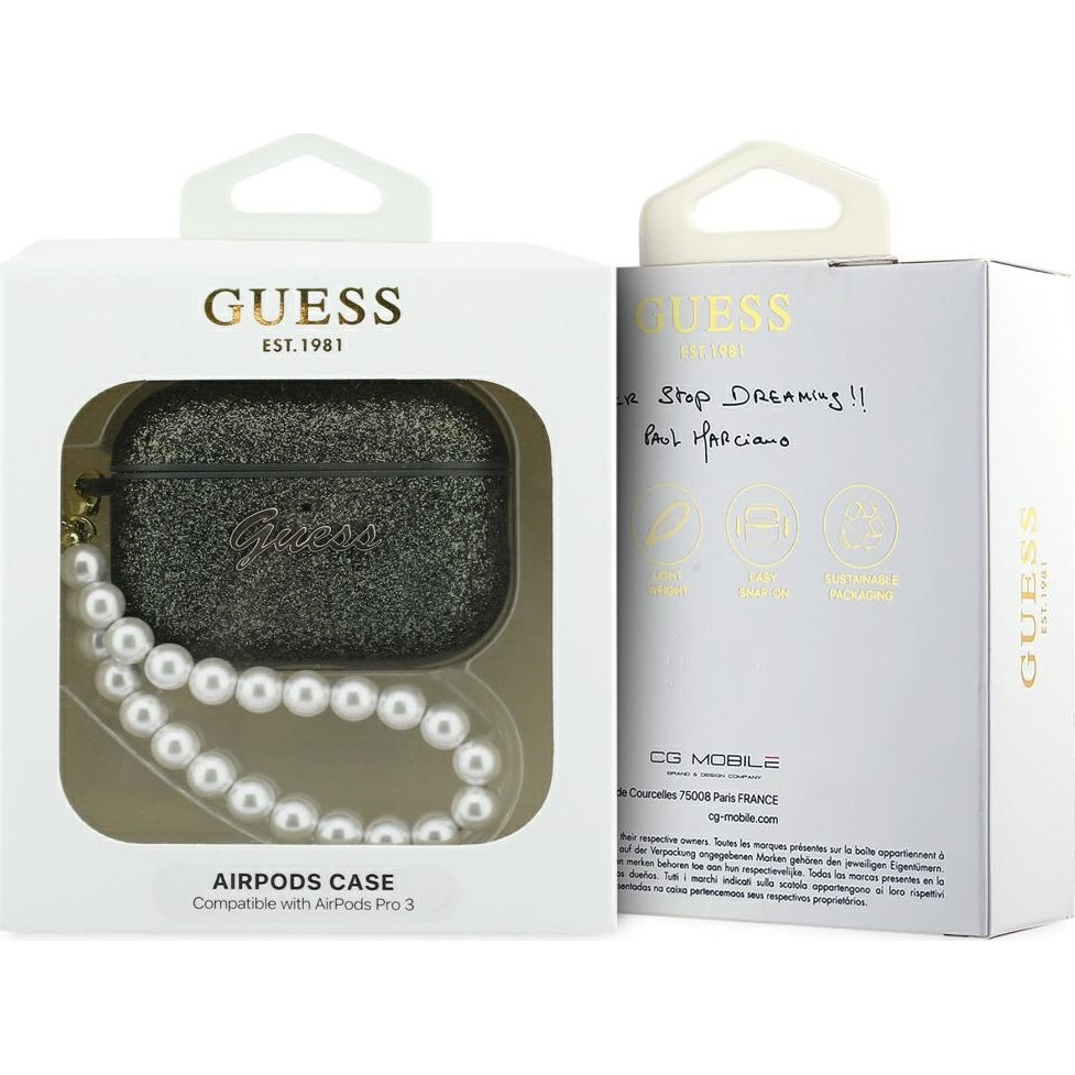 Schutzhülle Guess Glitter Pearl Strap Case für AirPods Pro 3, Grün