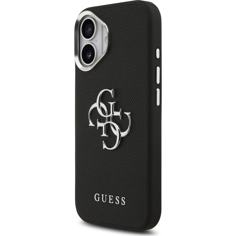 Handyhülle für iPhone 17, Guess Grained Big 4G Small Classic Logo, Schwarz