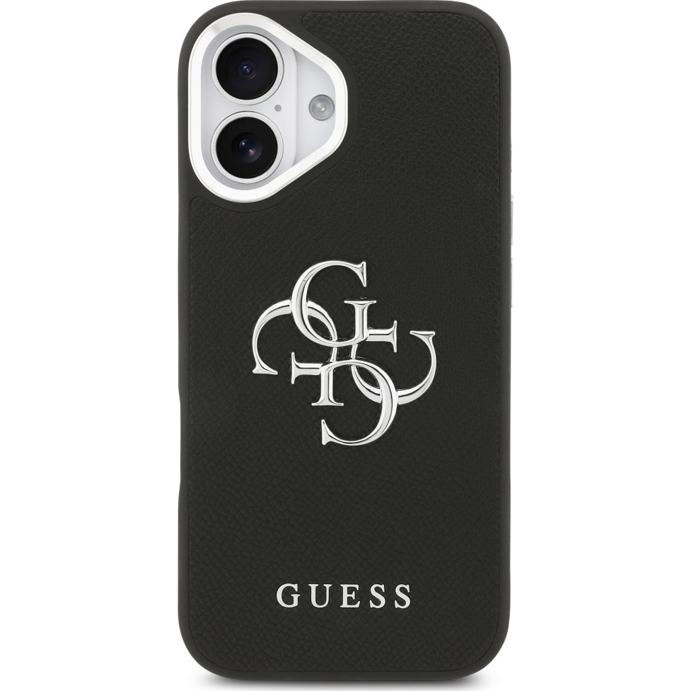 Handyhülle für iPhone 17, Guess Grained Big 4G Small Classic Logo, Schwarz