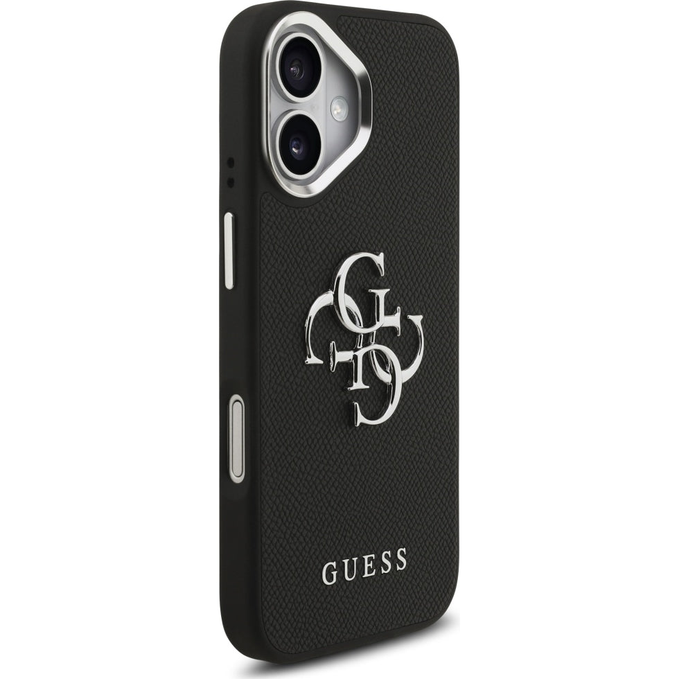 Handyhülle für iPhone 17, Guess Grained Big 4G Small Classic Logo, Schwarz
