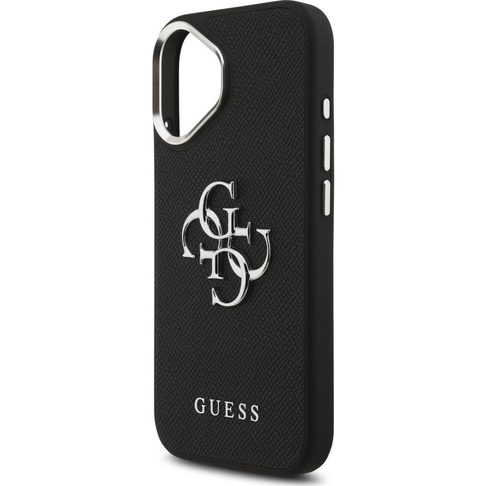 Handyhülle für iPhone 17, Guess Grained Big 4G Small Classic Logo, Schwarz