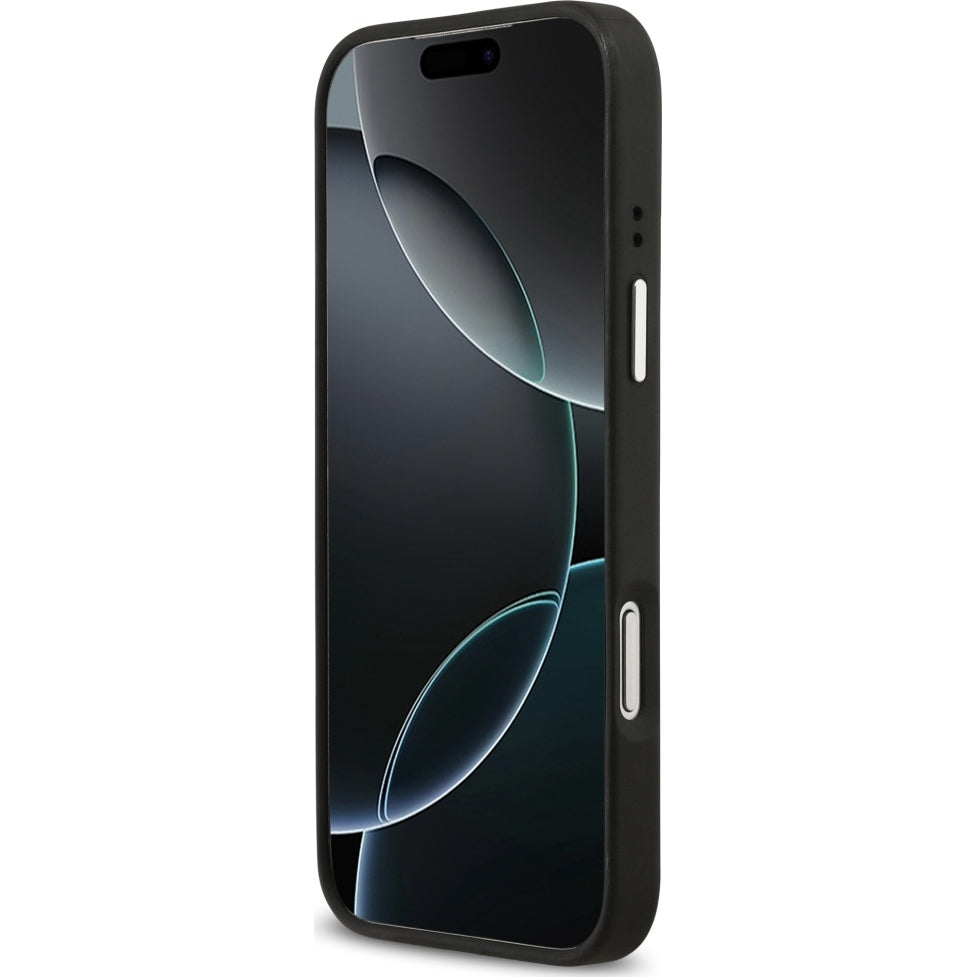 Handyhülle für iPhone 17 Pro Max, Guess Grained Big 4G Small Classic Logo, Schwarz