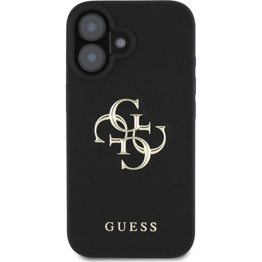 Handyhülle für iPhone 16, Guess Grained Big 4G Small Classic Logo, Schwarz