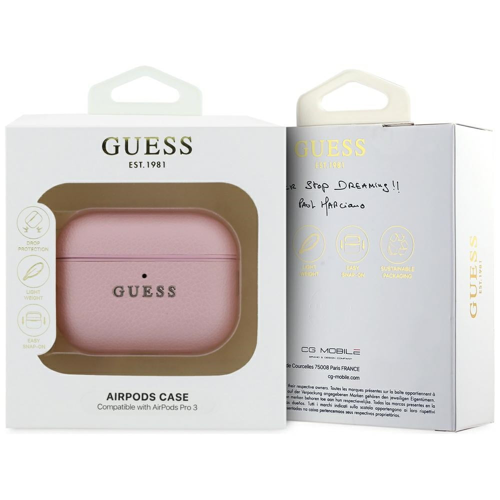 Schutzhülle Guess Grained PU Classic Logo Case für AirPods Pro 3, Rosa
