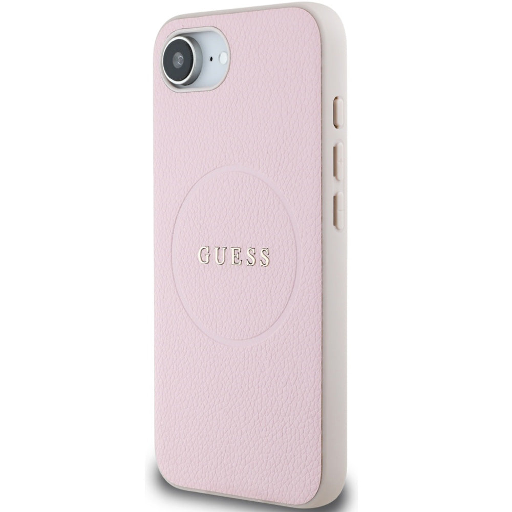 Handyhülle für iPhone 17e / 16e, Guess Hardcase Grained Ring mit MagSafe, Rosa