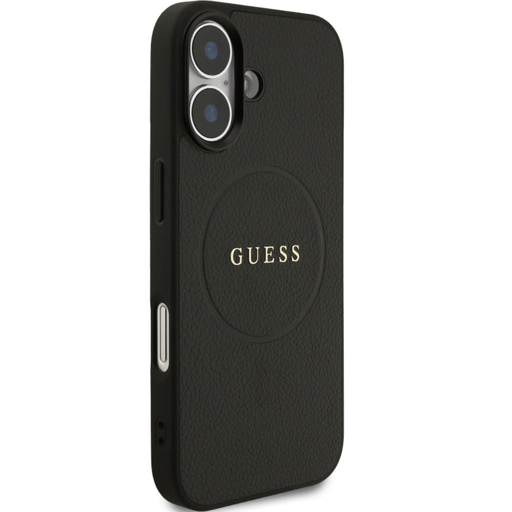 Handyhülle für iPhone 17, Guess Hardcase Grained Ring mit MagSafe, Schwarz