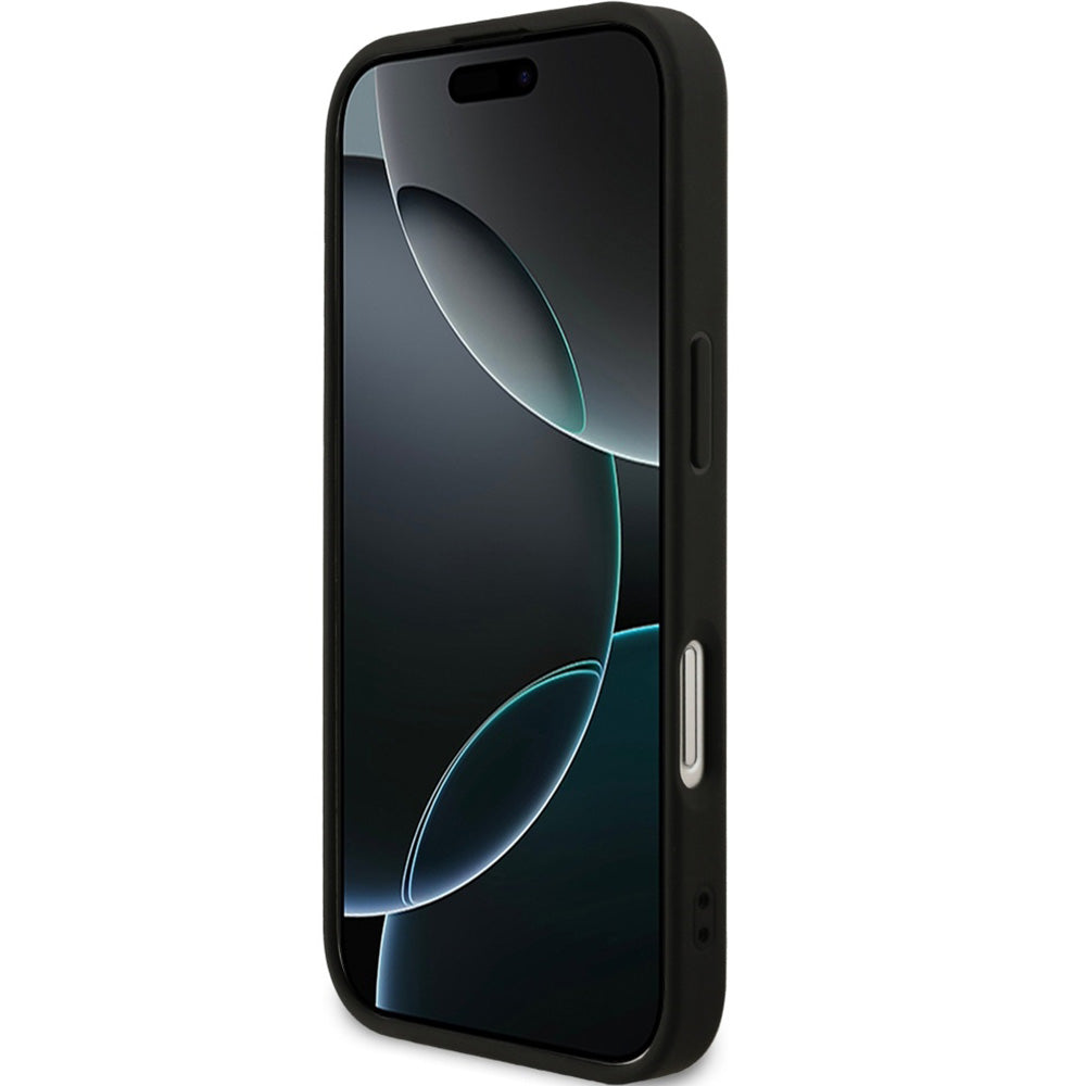 Handyhülle für iPhone 17, Guess Hardcase Grained Ring mit MagSafe, Schwarz