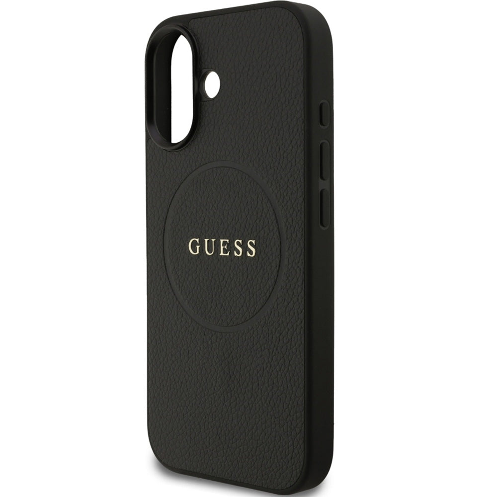 Handyhülle für iPhone 17, Guess Hardcase Grained Ring mit MagSafe, Schwarz