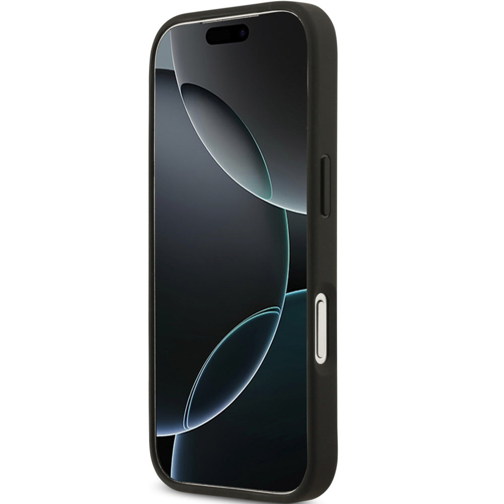 Handyhülle für iPhone 17 Pro, Guess Grained Roses Big 4G, Schwarz mit floralem Muster