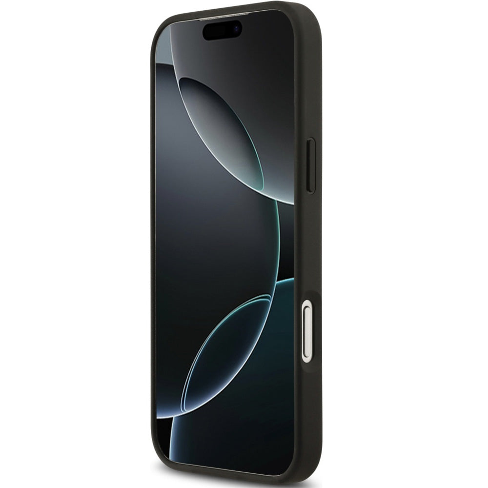 Handyhülle für iPhone 17 Pro Max, Guess Grained Roses Big 4G, Schwarz mit floralem Muster
