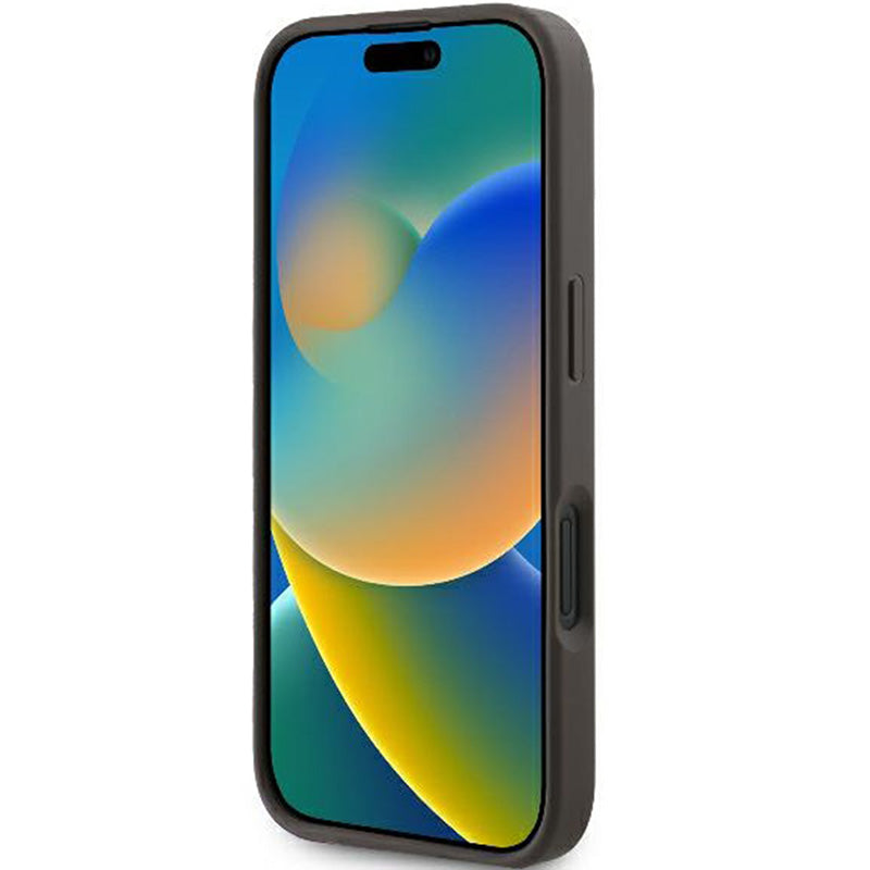 Handyhülle für iPhone 16, Guess Hardcase 4G Big Metal Logo, Braun