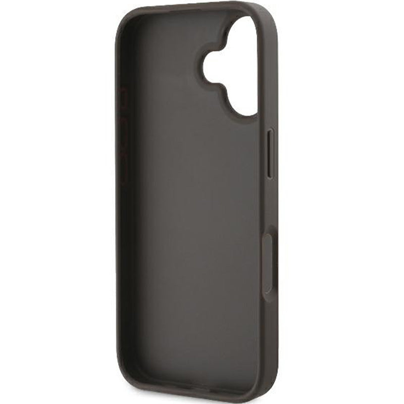 Handyhülle für iPhone 16, Guess Hardcase 4G Big Metal Logo, Braun