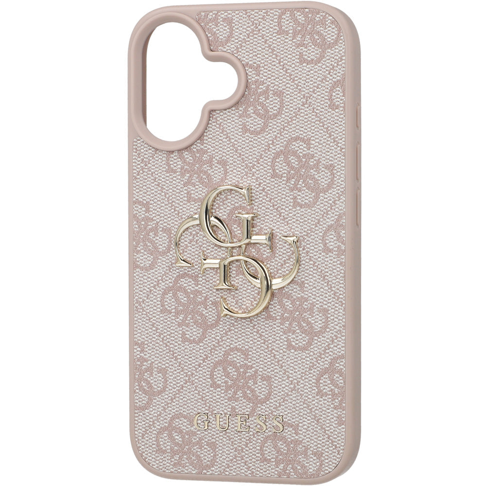Handyhülle für iPhone 16, Guess Hardcase 4G Big Metal Logo, Rosa