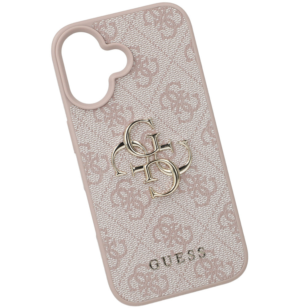 Handyhülle für iPhone 16, Guess Hardcase 4G Big Metal Logo, Rosa