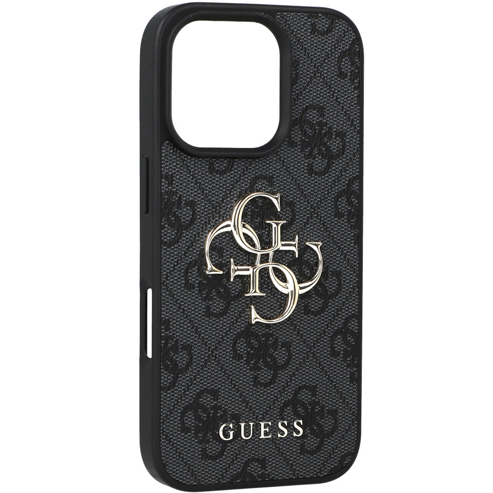 Handyhülle für iPhone 16 Pro, Guess Hardcase 4G Big Metal Logo, Schwarz